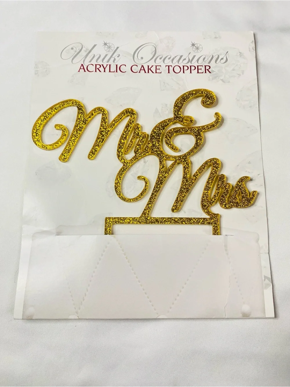 Gold Glitter Acrylic ‘Mr and Mrs’ Cake Topper
